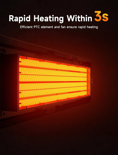 Close-up of Cozy 600W Realistic Flame Space Heater element glowing for fast heat in 3 seconds