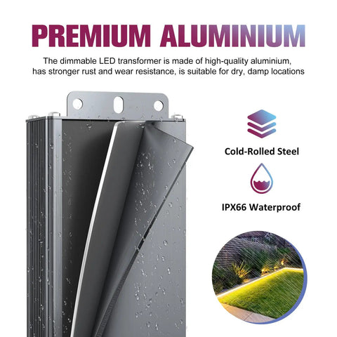 96W Triac Dimmable LED Driver Power Supply 120V AC To 24V DC Transformer, premium aluminum, IPX66 waterproof, rust-resistant