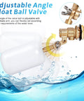 Adjustable 3/4 inch brass float valve with auto fill mechanism for pool and pond water level control in action.