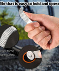 Hand holding file from All In One Bike Repair Kit With Waterproof Hard Shell Case Ride Ready Pump Patch Kit And Multi Tool For Road
