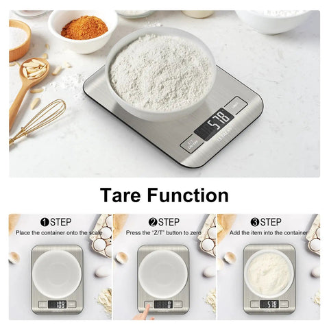 No Fuss Digital Kitchen Scale With 33 Pound Capacity 1 Gram Precision Stainless Steel Surface type C charging or batteries