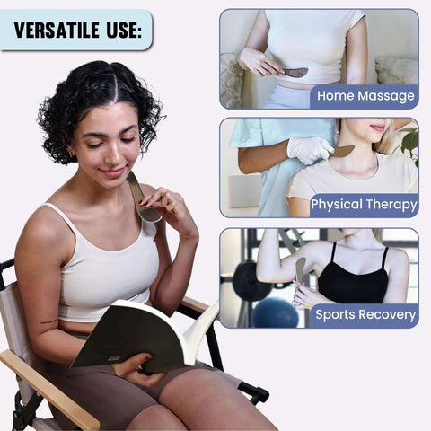 Stainless Steel Guasha Tool For Body Massage And Deep Tissue Myofascial Release Physical Therapy Scraping Tool in Use Scenes