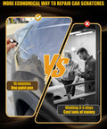 Comparison of Car Paint Touch Up Pen For Scratch Repair In Champagne Gold used on car vs. traditional repair method