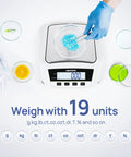 Beefy 2000g Capacity Lab Scale With 0.01g Readout For Jewelry And Science Labs Digital Analytical Balance with various units displayed
