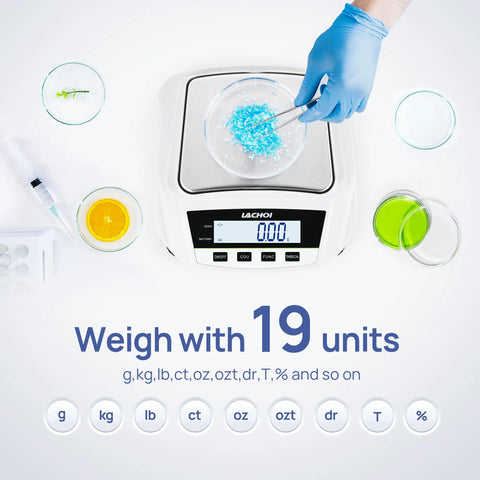 Beefy 2000g Capacity Lab Scale With 0.01g Readout For Jewelry And Science Labs Digital Analytical Balance with various units displayed