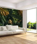 Island Vibe Tropical Jungle Banana Leaf Wall Mural For Living Room Not Peel And Stick 7 Panel Wallpaper Set