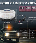 Top Shelf Led Roof Top Warning Light Amber And White 12V 24V Truck Strobe Beacon with magnetic mount on a truck in use.