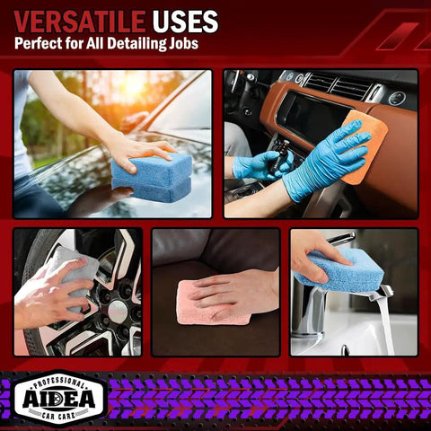 Microfiber Applicator Pad Set 8 Pack For Car Wax Sealant And Polish Application Soft Non Scratch Detailing Sponges in use