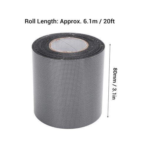 Self Adhesive Window Screen Patch Tape 3.1 Inch X 20 Feet Black For Quick Fixes On Home Windows Doors Tents Nets And Camping Gear Weatherproof Durable Easy Repair Patch