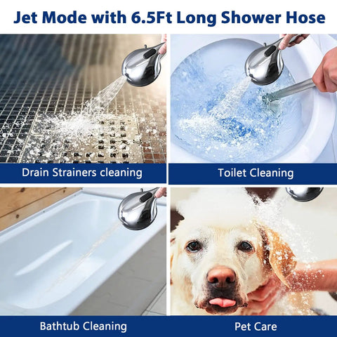 High Pressure Handheld Shower Head With 10 Settings And Turbo Wash, 79 Inch Stainless Steel Hose in use for cleaning tasks