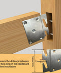Universal Bed Frame Brackets With Heavy Duty Zinc Coated Iron Bed Rail Hook Plates For Headboard And Footboard Four Piece Hardware Kit Includes Mounting Screws For Dead Easy No Sweat Diy Fixes, showing installation details.