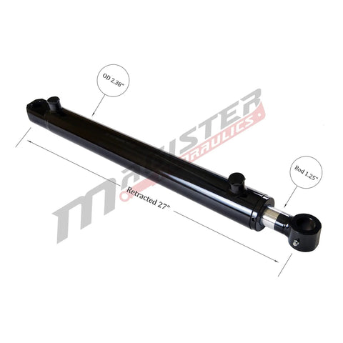 Double Acting Hydraulic Cylinder Tang Style Universal 2 Inch Bore 18 Inch Stroke 1.25 Inch Rod Diameter Welded Beefy Heavy Duty Design 3500 PSI