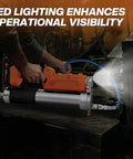 Person using Cordless Electric Grease Gun Kit With Dual 2.0Ah Batteries And Bright LED Light, 12,000 PSI in a workshop