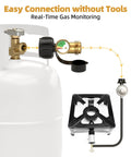 Two Pack Propane Tank Gauge Level Indicator For 5 To 40 Lb LP Tanks With Universal QCC1 Type 1 Connection Color Coded Dial Reads Green Yellow Red No More Guesswork For Grilling Tailgating RV Life Heaters And More on propane tank and stove