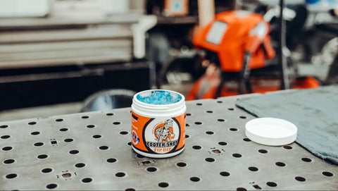 Tip Dip Anti Spatter Gel For Welding Nozzles Keeps Torch Tip Clean And Spatter Free For Mig TIG Arc Welders Non Flammable Silicon Free 16 Oz Works On Any Tip And Any Position, Cooter Snot jar on workbench