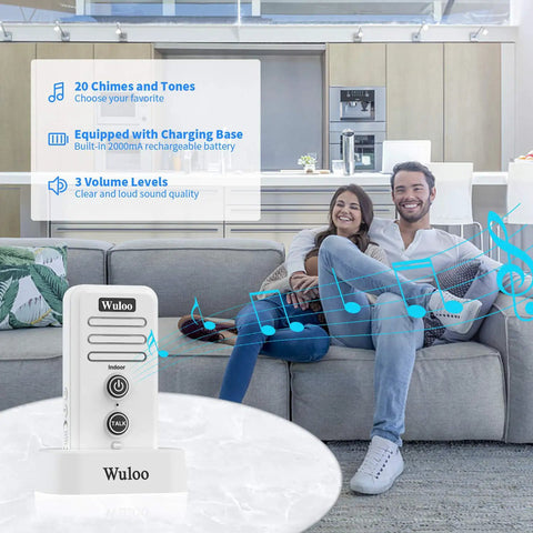 Smart Wireless Doorbell Chime For Home With Easy Setup, Expandable Intercom System That Works Indoor Or Outdoor on sofa