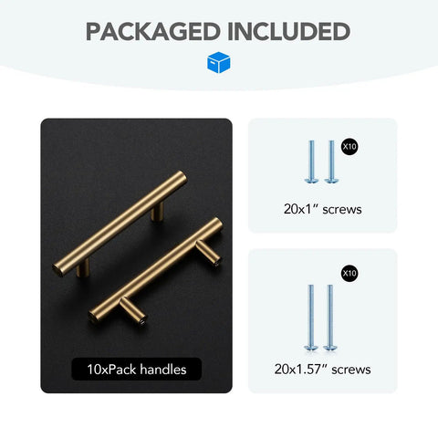 Packaged Champagne Bronze Cabinet Handles With 3 Inch Hole Spacing