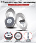 Product diagram highlighting reinforced plate and hex shank of Six Piece Drill Wire Wheel Cup Brush Set With Coarse Crimped Wire 0.010 Inch Thick Face Width Includes 3 Inch 2.5 Inch 2 Inch 1.5 Inch Wheel Sizes And 2 Inch Cup Diameter With One Quarter Inch Hex Shank For Quick Rust Removal And Paint Stripping.