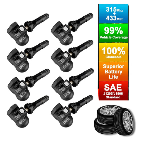 Set of 8 sensors from the Universal Programmable MX TPMS Sensor For Tire Pressure 315MHz And 433MHz Plug And Play Easy Install Kit