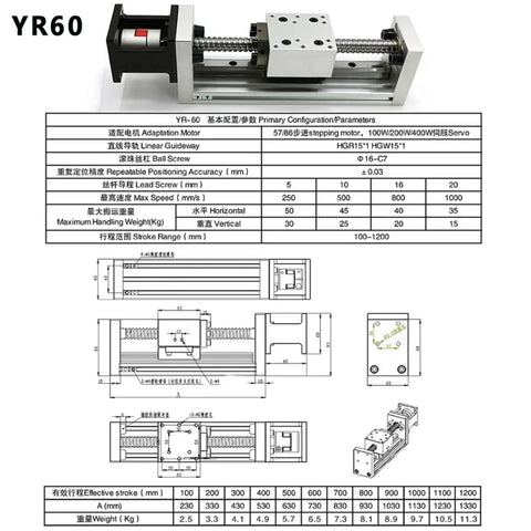 Top Tier Xyz Axis Slide Table Linear Actuator Featuring A Heavy Duty Ball Screw Mechanism handling 100kg load with precise measurements.