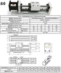 Heavy Duty Xyz Axis Slide Table Linear Actuator With Servo Motor Is A Knockout 100Kg Loader delivering detailed specifications and dimensions.