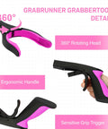 Pink magnetic grabber tool for seniors with 360° swivel head, ergonomic handle, and trigger grip for easy reaching and grabbing tasks.