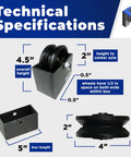 Technical specifications of cast iron V groove gate wheel with dimensions for easy installation.