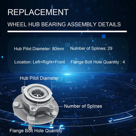 Front Wheel Bearing Hub Assembly Replacement For Nissan Rogue 2008 2013 Rogue Select 2014 2015 Sentra 2008 2012 2.5L 4 Cylinder Only 5 Lug Direct Fit Installation Ready, details and specifications.