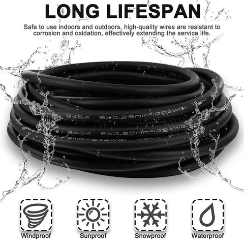 Coiled M12 4 Pin Sensor Connector Cable Straight Male Aviation Wire 6.5Ft Waterproof IP67 Lead with water splash imagery