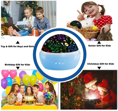 Kid Friendly Dinosaur And Car Night Light With 360 Degree Rotation And Nine Color Change Projector for Boys and Girls