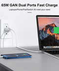 Twenty Four Pack Sixty Five Watt Usb C Wall Outlet Featuring Slick Dual Fast Charging And Straight Up Killer Power Delivery For Smartphones Laptops And Daily Tech connected to a laptop and smartphone.