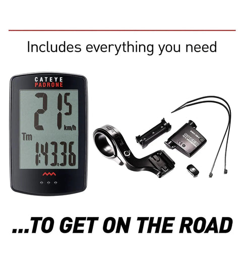 Padrone Wireless OF-100 Bike Computer With Oversized Display And Out Front Mount components, speedometer, odometer included
