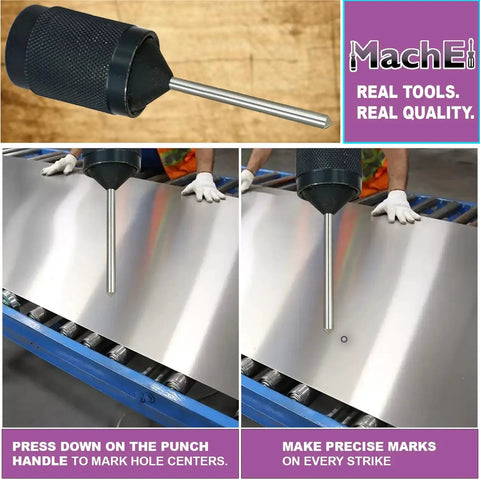 Steel Universal Punch Set Pro Grade Hardened Alloy Punch Pins And Mild Steel Body For Precise Marking demonstration in workshop