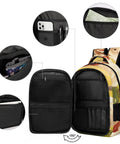 Scarf Horned Ram Print Unisex Backpack with large capacity, showing multiple interior compartments and organization pockets.