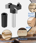 Beefy Spoilboard Surfacing Router Bit Pro Grade 3 Wing Carbide Insert Planing Bit With Quarter Inch Shank And One Inch Cutting Diameter