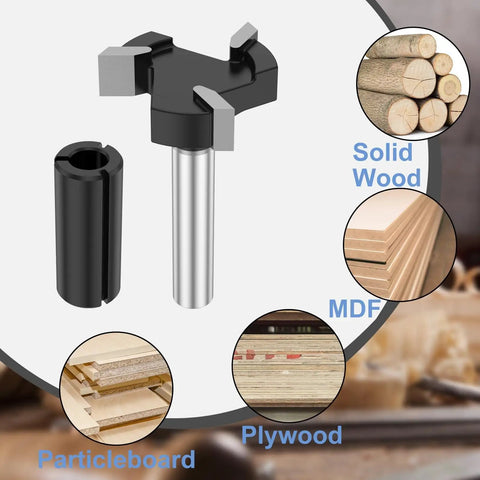 Beefy Spoilboard Surfacing Router Bit Pro Grade 3 Wing Carbide Insert Planing Bit With Quarter Inch Shank And One Inch Cutting Diameter