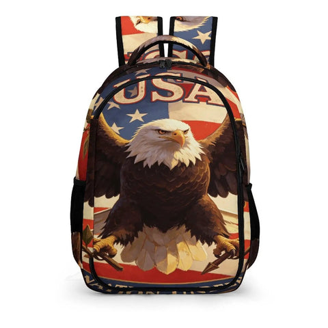 Vintage American Eagle Printed Unisex Backpack With Large Capacity showing eagle graphic and USA theme