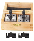 V Block Set With Clamp For Precision Machinist Work In Hardened Steel 90 Degree V Block Pair in wooden case