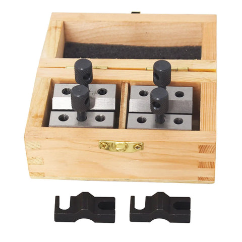V Block Set With Clamp For Precision Machinist Work In Hardened Steel 90 Degree V Block Pair in wooden case
