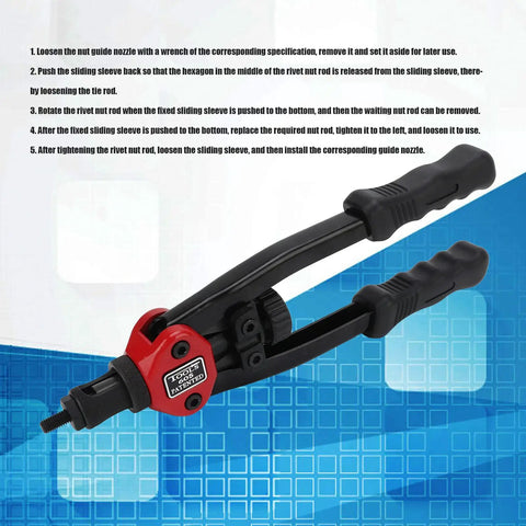 13 Inch Double Arm Rivet Nut Tool Kit Workhorse With Multi Size Mandrels For Threaded Inserts Hand Set Easy Squeeze Dual Long Handles