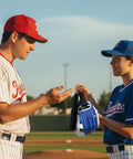 Two players with Two Pack Adjustable Baseball Glove Clips For Hanging Gear And Drying Bags in a baseball field, black color.