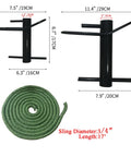 Porta Wrap Tree Work Sling For Arborists With Whoopee Sling Rope Friction Device shown with dimensions and green rope