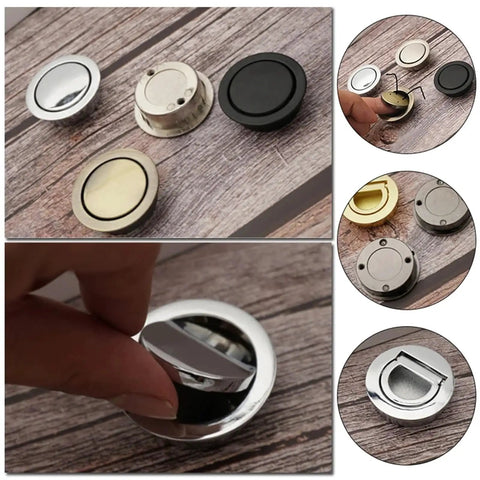 Hidden Door Handle Set Recessed Metal Pulls For Cabinets And Drawers Invisible Round Wardrobe Shoe Pulls Color G