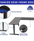 Advanced design of Super Smooth White Corner Standing Desk With Dry Erase Surface L Shaped Sit Stand Workstation 83 By 60 Inches.