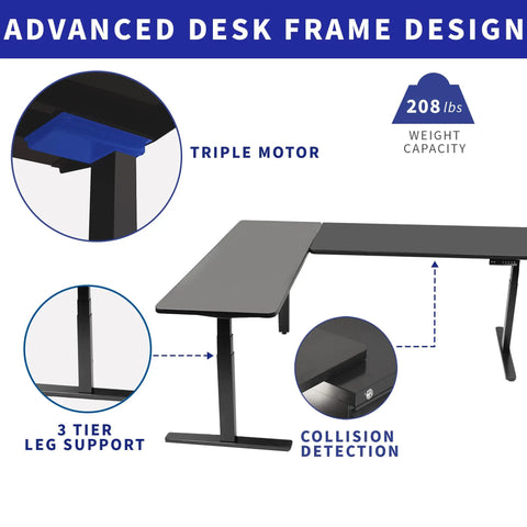 Advanced design of Super Smooth White Corner Standing Desk With Dry Erase Surface L Shaped Sit Stand Workstation 83 By 60 Inches.