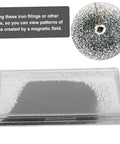 Hands On Magnetic Field Demonstration Kit With Iron Filings For Science Experiments And Classroom Education Perfect For Physics Labs STEM Learning And Magnetic Field Visualization For Students showing iron filings in clear box.