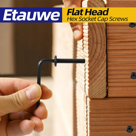 Built Hella Strong 20 Piece M8 X 60mm Flat Head Socket Cap Screws In Black Oxide Carbon Steel Furniture Bolts With Hex Key tightens into wood.