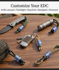 Tight Cnc Precision Mechanical Grooved Paracord Bead With Blue Pc Sleeve For Edc Lanyard Custom Diy Knife Flashlight Keychain Outdoor Gear Big Time Upgrade displayed on EDC items.