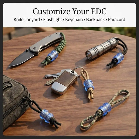 Tight Cnc Precision Mechanical Grooved Paracord Bead With Blue Pc Sleeve For Edc Lanyard Custom Diy Knife Flashlight Keychain Outdoor Gear Big Time Upgrade displayed on EDC items.