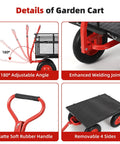 Heavy Duty 1400 Lb Steel Garden Dump Cart With Removable Mesh Panels 2 In 1 Handle 16 Inch All Terrain Wheels details